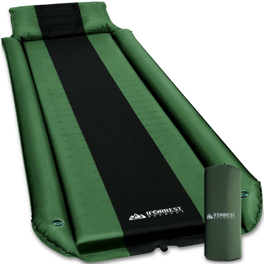 Camping Pad with Armrest & Pillow - Self-Inflating Air Mattress - Rollover Protection - Ultra-Comfortable Mat - Lightweight for Tent, Cot, Backpacking(L/XL)