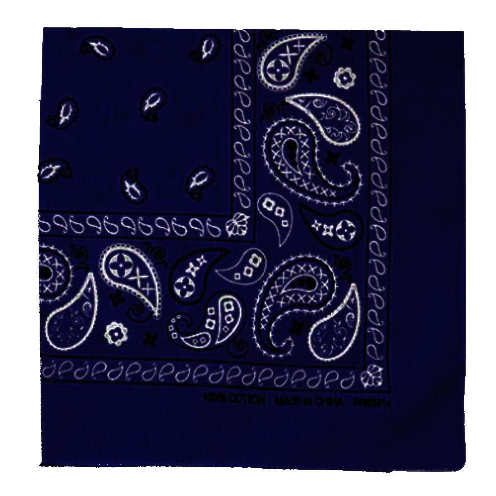 1 Navy Blue Paisley Bandana Scarf Face Head Cover Wrap Neck Gaiter 100% Cotton