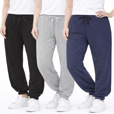 Sweet Hearts Girls Sweatpants - 3 Pack Super Soft Performance Jogger Girls Pants: Made in USA (Sizes 5-18), Size 14-16, Black/Heather Grey/Navy