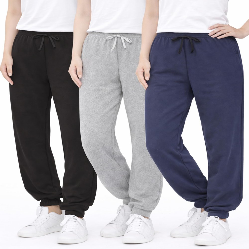 Sweet Hearts Girls Sweatpants - 3 Pack Super Soft Performance Jogger Girls Pants: Made in USA (Sizes 5-18), Size 14-16, Black/Heather Grey/Navy