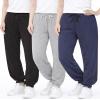 Sweet Hearts Girls Sweatpants - 3 Pack Super Soft Performance Jogger Girls Pants: Made in USA (Sizes 5-18), Size 14-16, Black/Heather Grey/Navy view 1