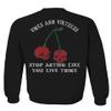 0397. Front and Back Cool Graphic Tattoo Bones Death Vibe Cherry Skull You Live Twice Men's Crewneck Sweatshirt (Black Medium) view 2
