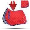 GLP Numnah Saddle Pads with Matchy Bonnet Set with Jewel (Ship from USA) (Pony, Red) view 1