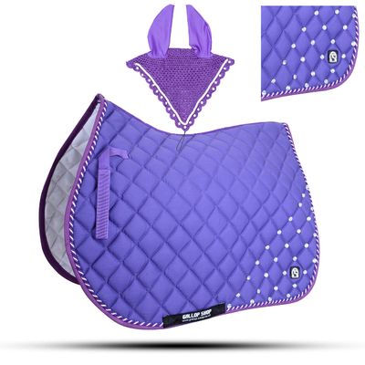 GLP Numnah Saddle Pads with Matchy Bonnet Set with Jewel (Ship from USA) (Full, Purple)