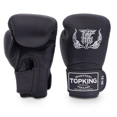 Top King Boxing Muay Thai Training Gloves (TKBGSA (Air) - Black/Black/Black, 10 oz)