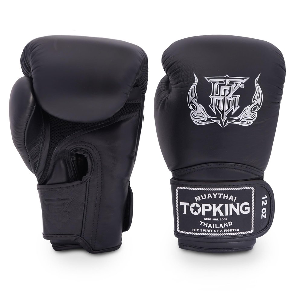 Top King Boxing Muay Thai Training Gloves (TKBGSA (Air) - Black/Black/Black, 10 oz)