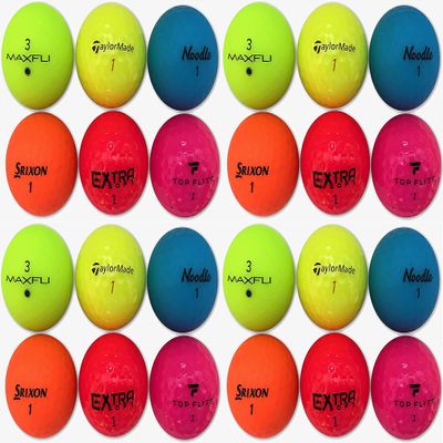 Colorful Matte/Glossy Assorted Brands/Colors Two Dozen Recycled Golf Balls - Pack of 24