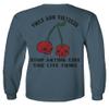 0397. Front and Back Cool Graphic Tattoo Bones Death Vibe Cherry Skull You Live Twice Men's Long Sleeve t Shirt (Indigo Blue Small) view 2