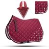 GLP Numnah Saddle Pads with Matchy Bonnet Set with Jewel (Ship from USA) (Full, Maroon) view 1