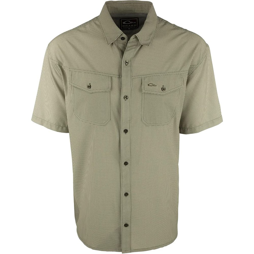 Drake Waterfowl S/S Traveler's Check Shirt Dark Olive 2Xlarge