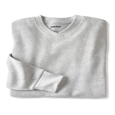 KingSize Men's Big & Tall Heavyweight Thermal V-Neck Underwear Shirt - 2XL, Heather Grey