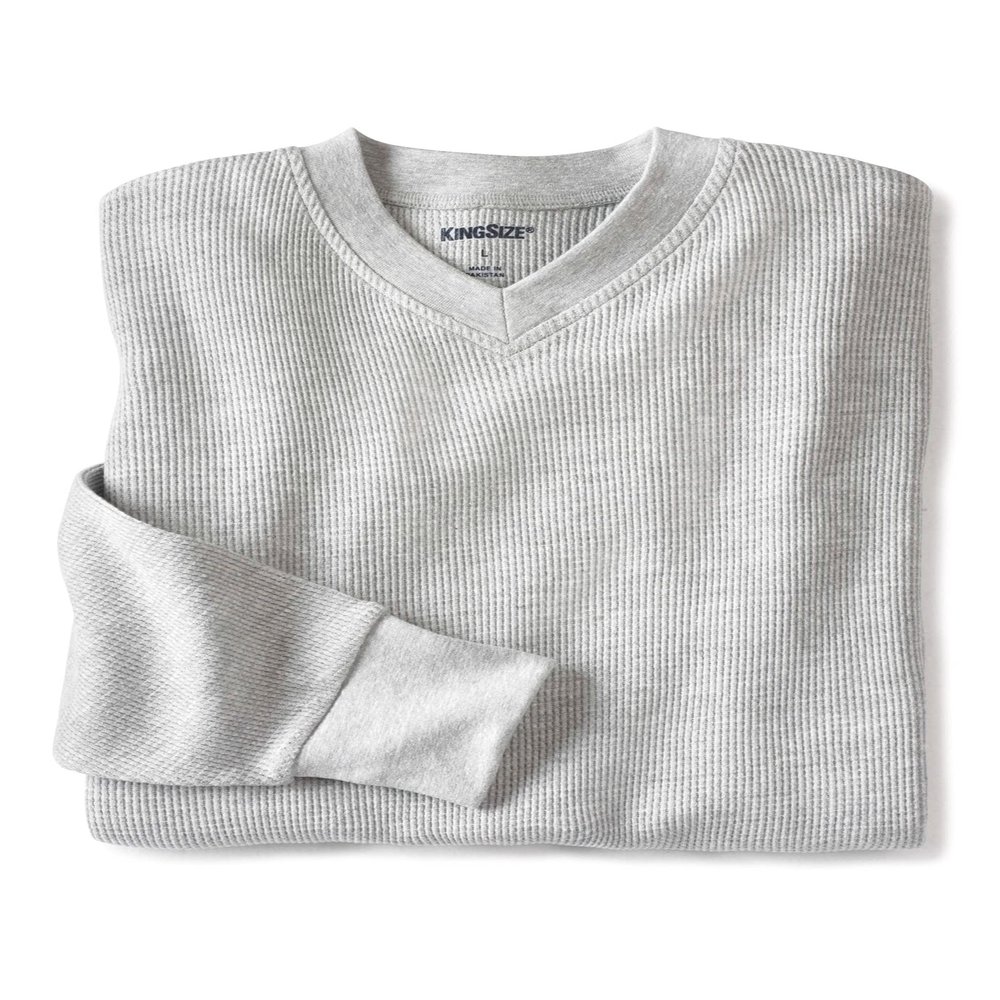 KingSize Men's Big & Tall Heavyweight Thermal V-Neck Underwear Shirt - 2XL, Heather Grey