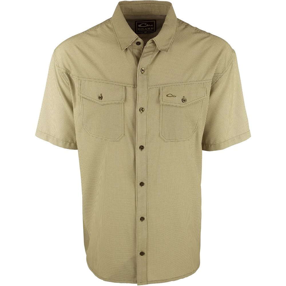 Drake Waterfowl S/S Traveler's Check Shirt Khaki 2Xlarge