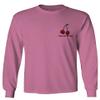 0397. Front and Back Cool Graphic Tattoo Bones Death Vibe Cherry Skull You Live Twice Men's Long Sleeve t Shirt (Pink X-Large)