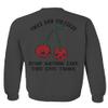 0397. Front and Back Cool Graphic Tattoo Bones Death Vibe Cherry Skull You Live Twice Men's Crewneck Sweatshirt (Characol Medium) view 2