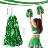 DILIBRA 24 Pcs Metallic Cheerleading Pom Poms, Cheerleaders Cheer Pom Poms with Baton Handle, Cheering Squad Hand Flower for Adults Team Spirit Sports Game Dancing Party (Green) view 2
