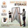 Lacrosse Goal Net (6'W x 6'H x 7'D) Folding Lacrosse Net for Backyard | Powder Coated Steel Frame, UV Treated Netting, Use with Rebounder & Backstop Goal Nets [Includes Carrying Bag & U Stakes] view 2