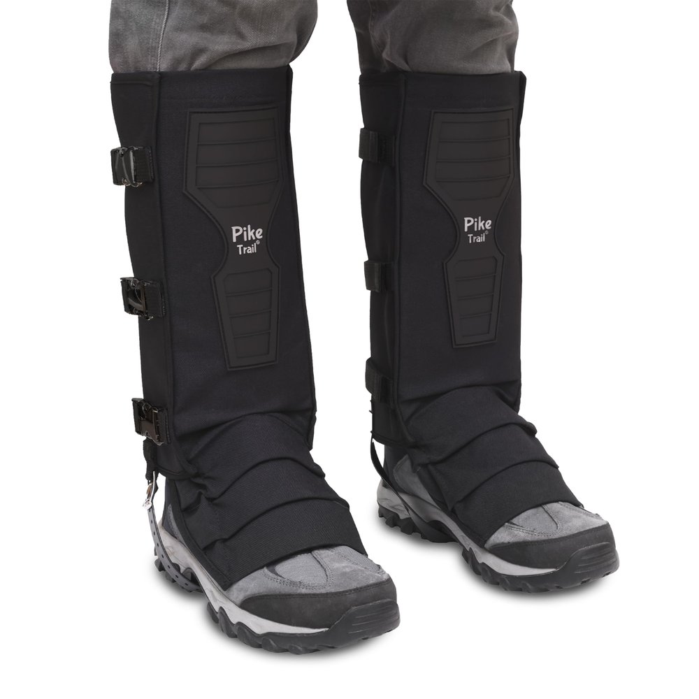 Pike Trail Snake Gaiters Leg Guards - Waterproof, Durable - Adjustable Size for Men & Women - Protection from Snake Bites - Hiking Essentials Ideal for Trekking, Hunting & Fishing - Black - 1 Pair
