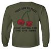 0397. Front and Back Cool Graphic Tattoo Bones Death Vibe Cherry Skull You Live Twice Men's Long Sleeve t Shirt (Olive, Small) view 2