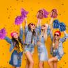 DILIBRA 24 Pcs Metallic Cheerleading Pom Poms, Cheerleaders Cheer Pom Poms with Baton Handle, Cheering Squad Hand Flower for Adults Kids Team Spirit Sports Game Dancing Party view 2