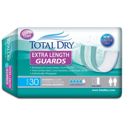 Total Dry Guards Extra Length Ultra Thin Unisex 30 Packs