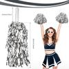 DILIBRA 24 Pcs Metallic Cheerleading Pom Poms, Cheerleaders Cheer Pom Poms with Baton Handle, Cheering Squad Hand Flower for Adults Team Spirit Sports Game Dancing Party (Sliver) view 2