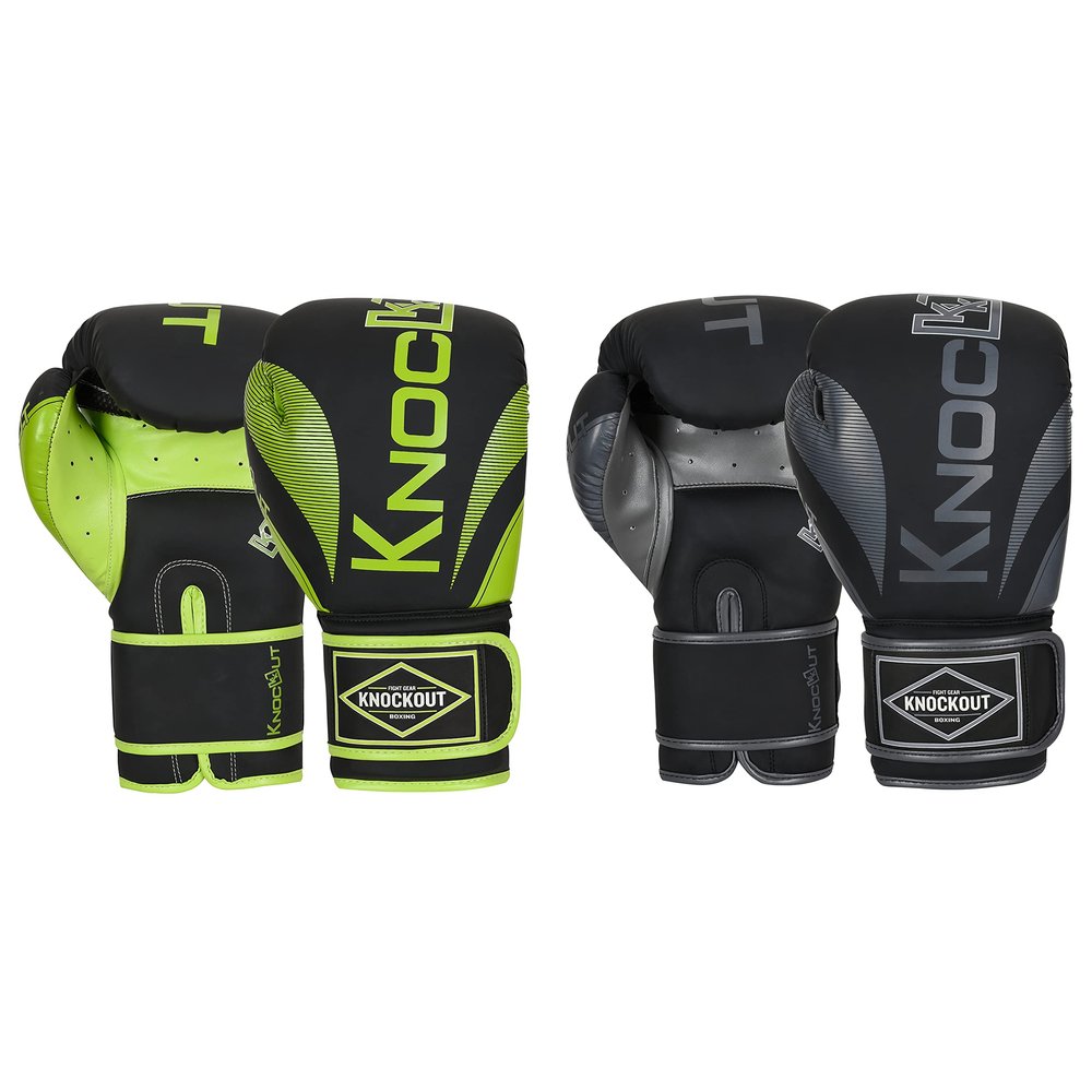 Pro Boxing Gloves for Men & Women with Premium Feel for Home Gym Training and Competition, Best for MMA Kickboxing UFC Professionals (Grey-Green)
