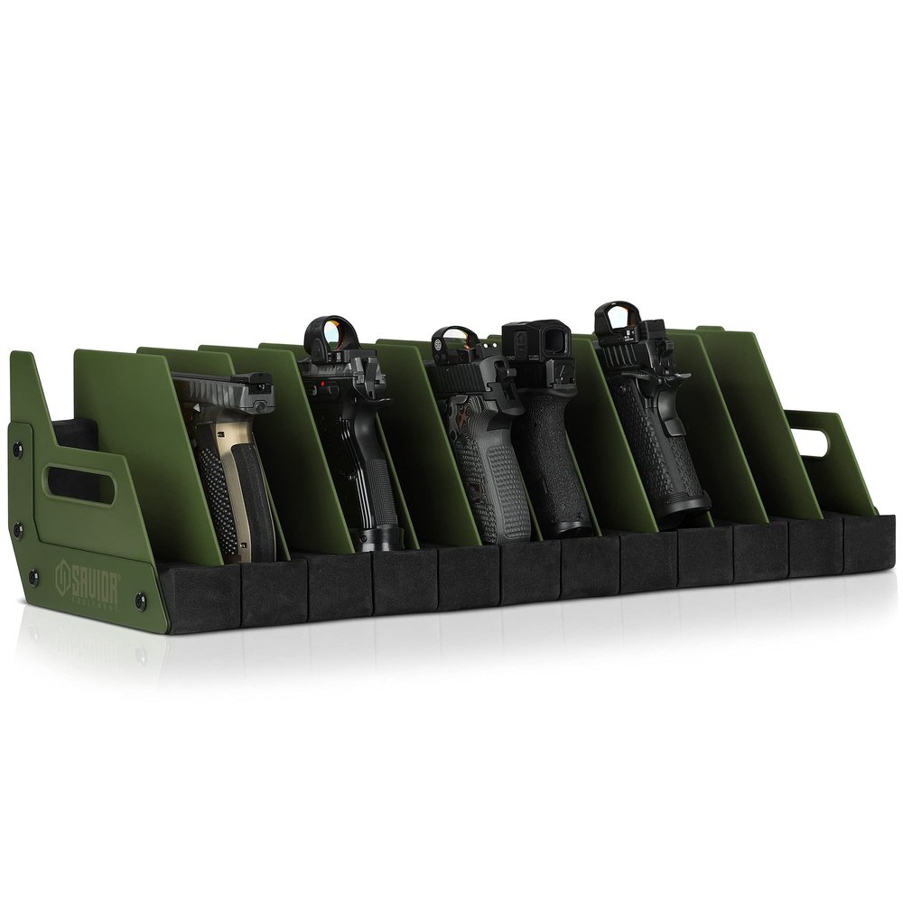 Savior Equipment Gun Pistol Revolver Firearm Handgun Rack Stand, Fit 12 of Most Long-Barreled Pistols, Cushioned Foam to Protect, Gun Safe Cabinet Storage Organizer Accessories