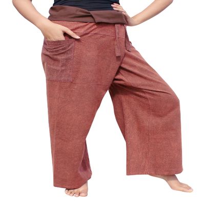 RaanPahMuang Thai Fisherman Pants Men/Women, Loose Yoga, Pirate, Harem Pants, 100% Cotton, Unisex Kimono Pants, Medium-Large, StonewashMuang Brown