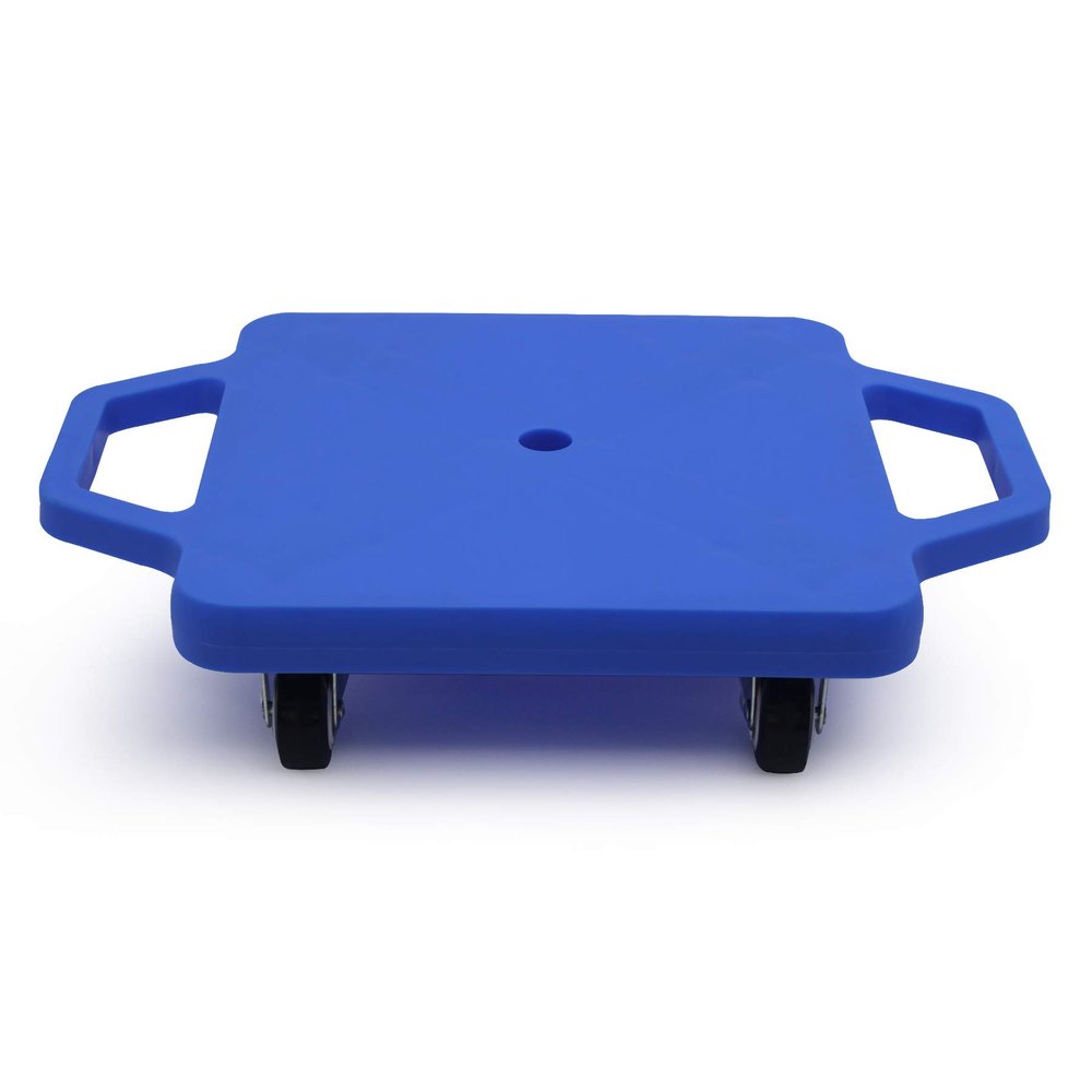 Kids Sitting Scooter Board with Universal Wheels Safety Plastic Scooter for Kids Ages 6-12 Manual Sport Scooters with Handles for Gym Class (Blue)