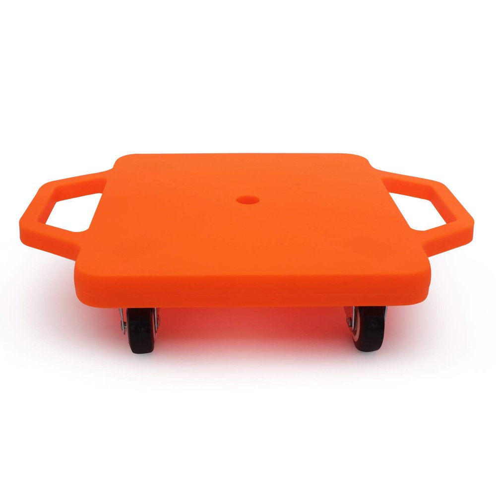 Kids Sitting Scooter Board with Universal Wheels Safety Plastic Scooter for Kids Ages 6-12 Manual Sport Scooters with Handles for Gym Class (Orange)