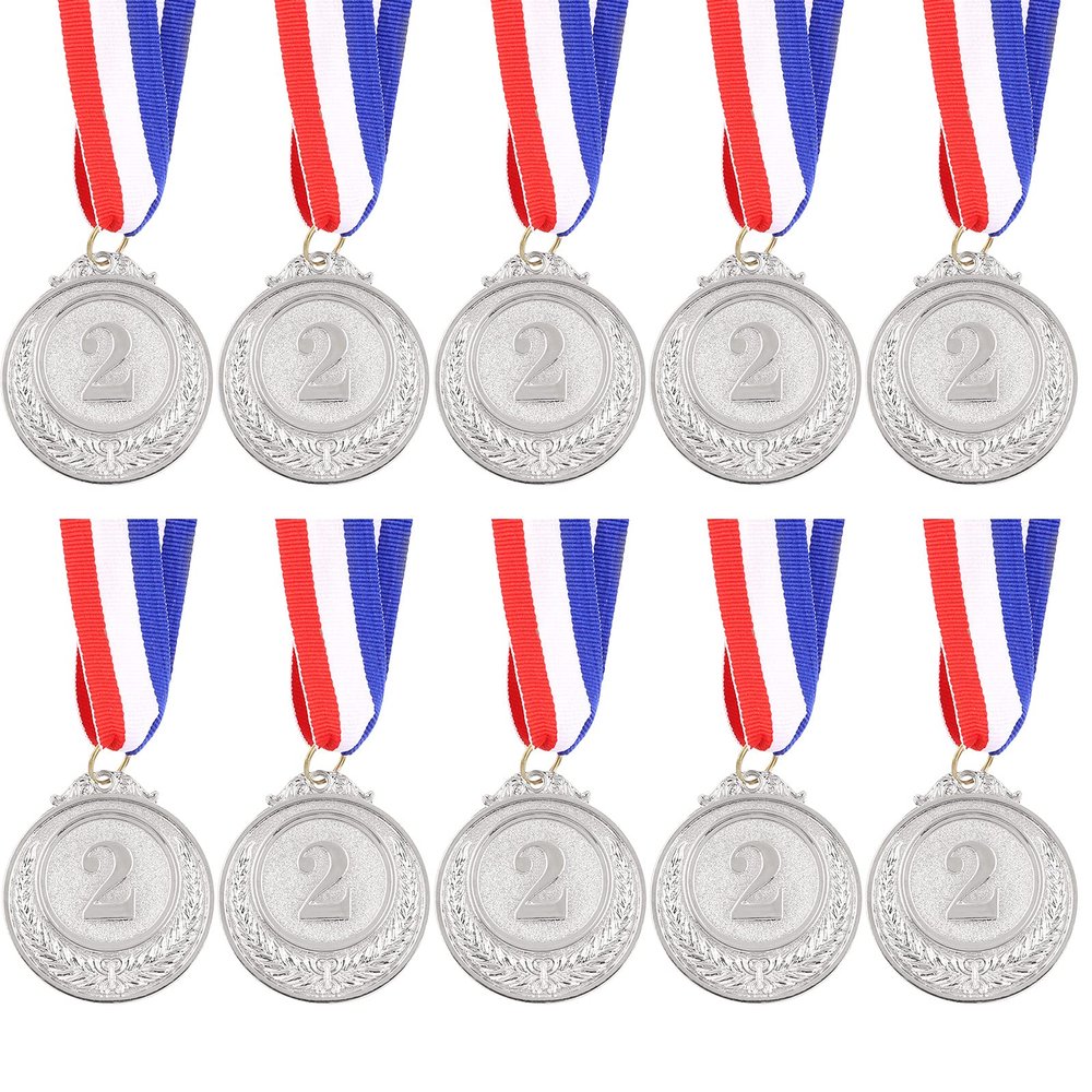 Cimeton 10Pcs Golden Silver Bronze Award Medals Olympic Style for Competitions, Sports, Spelling Bees, Party Favors