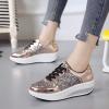 oiangi Sequined Sneakers for Women Fashion Casual Running Walking Gym Sport Shoes Comfortable Lace-up Platform Tennis Shoes Gold view 2
