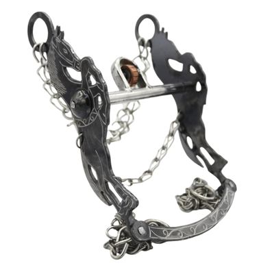 M-Royal Saddles 5" Horse Bit Freno Black Cobre Charro Fino