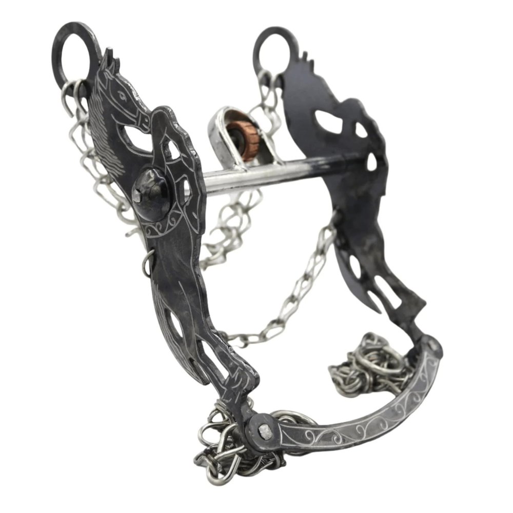 M-Royal Saddles 5" Horse Bit Freno Black Cobre Charro Fino