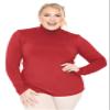 Women's Plus Size Long Sleeve Turtleneck Red 5X view 1