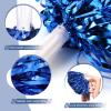 DILIBRA 24Pcs Metallic Cheerleading Pom Poms, Cheerleaders Cheer Pompoms with Baton Handle, Cheering Squad Hand Flower for Adults Team Spirit Sports Game Dancing Party (Blue) view 4