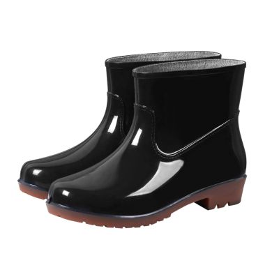 Hbeylia Women's Short Rain Boots Rubber Waterproof Garden Shoes Anti-Slipping Rainboots Ankle Booties Rain Footwear Outdoor Work Shoes for Yard Gardening Muck Mud Working Camping Lawn Care
