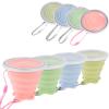 JBER Silicone Collapsible Travel Cup, 4 Pack Silicone Folding Camping Cup with Lids Expandable Drinking Cup for Outdoor Hiking Travel (Olive & Pink & Green & Blue) view 2