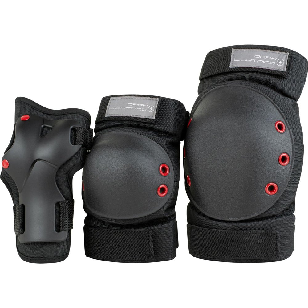 Dark Lightning Kids/Junior/Youth Knee Pads Elbow Pads Wrist Guards 3 in 1 Protective Gear, for Skateboard,Roller Skate,Inline,Cycling,MTB Bike,Scooter(PolarNight Black,M)