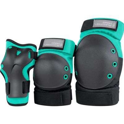 Dark Lightning Adult/Youth/Junior Knee Pads Elbow Pads Wrist Guards 3 in 1 Protective Gear, for Skateboard,Roller Skate,Inline,Cycling,MTB Bike,Scooter(Green)