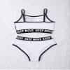 renvena Girls 2 Piece Bikini Sets Spaghetti Straps Camisole Crop Top with Briefs Surfing Swimwear Black&White 6 view 4
