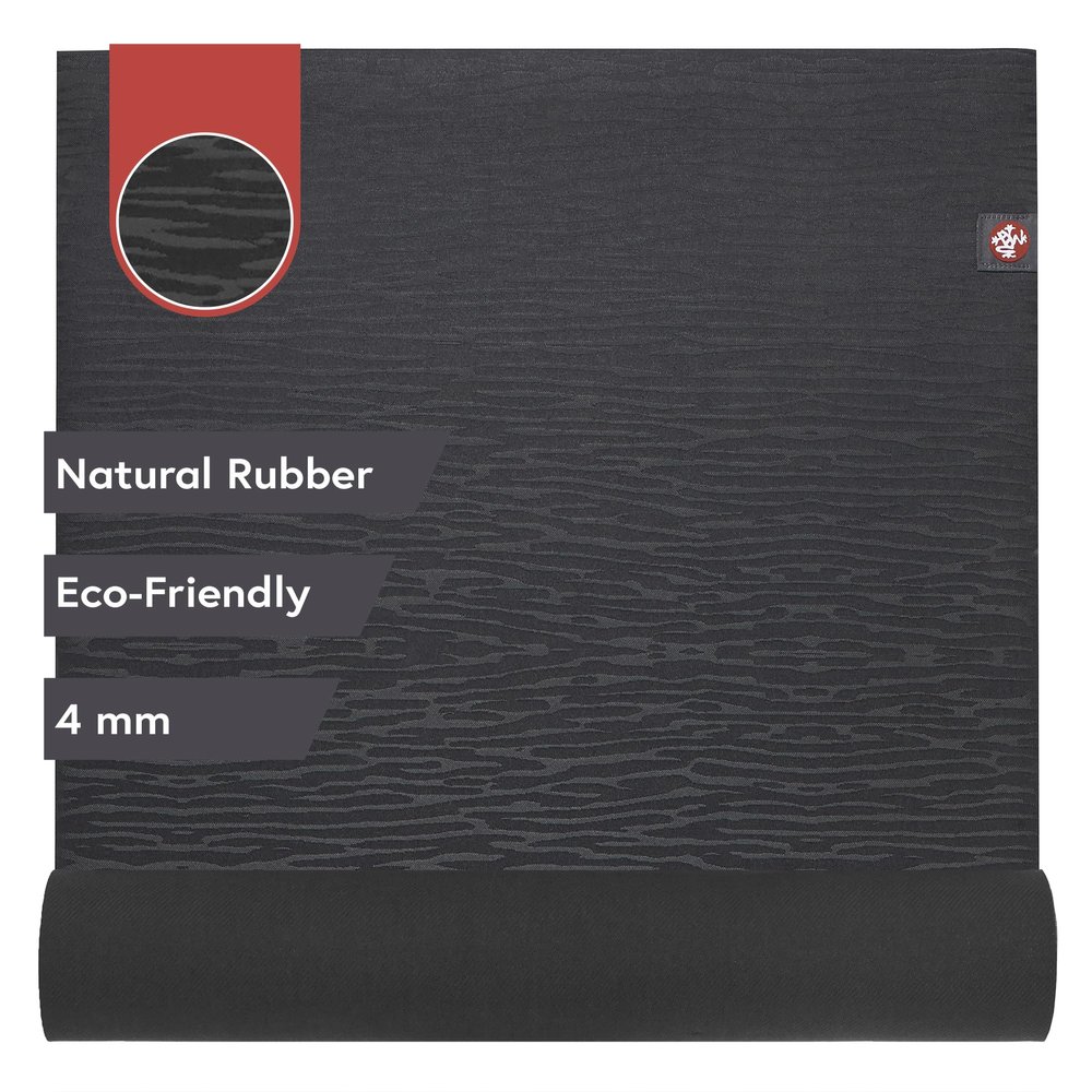 Manduka eKOLite Long Yoga Mat 79" - 4mm | Natural Rubber | Eco-Friendly | Soft Textured Surface | Natural Next-to-Skin Feel | 79 x 26 inches | Charcoal