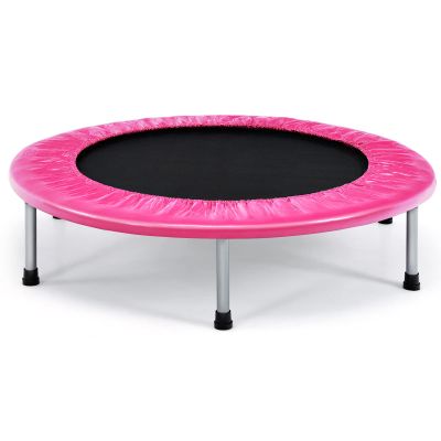 Giantex Folding Mini Trampoline, Portable Recreational Fitness Trampoline for Adults, Kids, Max Load 330lbs, Foldable Indoor Exercise Rebounder Trampoline (Pink)