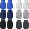 6 Pairs Newborn Baby Mittens No Scratch Gloves Infant Toddler Anti Scratch Essentials Unisex Cotton for 3-9 Months Girls Boys (White, Royal Blue, Gray-Black, Gray, Navy Blue, Black, Solid) view 1