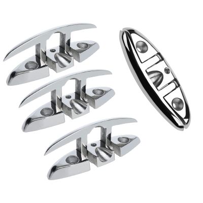 YaeMarine 4-Pack 6" Stainless Folding Cleat Boat Dock Cleat Marine Grade Stainless Steel Folding Cleat Flip-up Dock Cleat