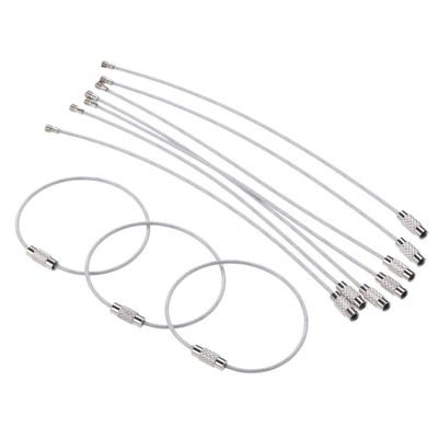 10 Pcs Steel Wire Rope Key Chain Stainless Steel Wire Key Chain Carabiner Cable Key Ring DIY Handicraft Accessories