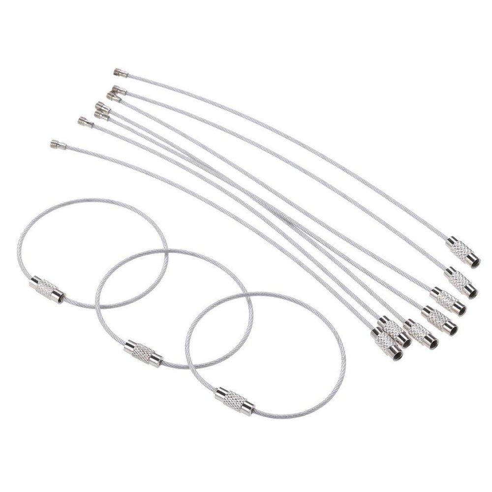 10 Pcs Steel Wire Rope Key Chain Stainless Steel Wire Key Chain Carabiner Cable Key Ring DIY Handicraft Accessories