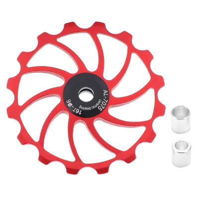 Keenso Bike Derailleur Pulley, Aluminum Alloy Mountain Bike Rear Derailleur Pulley 16T Derailleur Pully Bearing Wheel Guidess Wheel for Mountain Bike Road Bike (red)