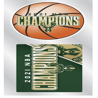 Milwaukee Bucks 2021 NBA Champions 2 Die Cut Stickers
